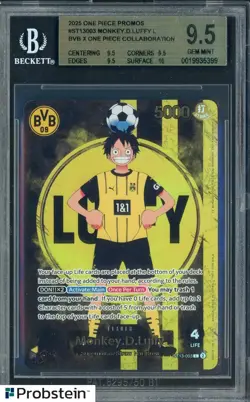 2025 ONE PIECE PROMOS BVB X ONE PIECE MATCH DAY 2025 003 MONKEY D. LUFFY BGS 9.5 - Image 1