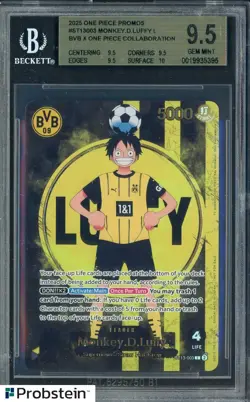 2025 ONE PIECE PROMOS BVB X ONE PIECE MATCH DAY 2025 003 MONKEY D. LUFFY BGS 9.5 - Image 1