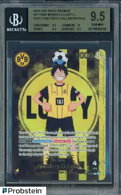 2025 ONE PIECE PROMOS BVB X ONE PIECE MATCH DAY 2025 003 MONKEY D. LUFFY BGS 9.5 - Image 1