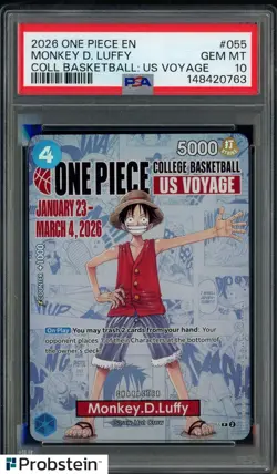 2026 One Piece EN College Basketball US Voyage #055 Monkey D Luffy PSA 10 - Image 1