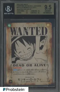 2025 One Piece JPN Carry On His Will OP13118 Monkey D. Luffy Wanted BGS 9.5 - Image 1