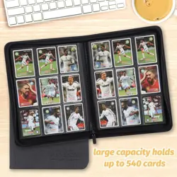 9-Pocket Zip Card Binder – 540 Double-Sided PU Album for MTG, TCG, Sports (Black - Image 5