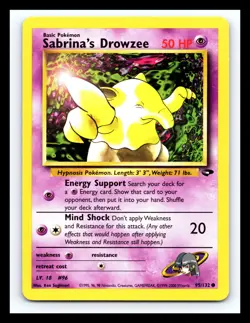 💥 Sabrina's Drowzee Gym Challenge 2000 Non Holo Pokemon # 95/132 Vintage Card - Image 1