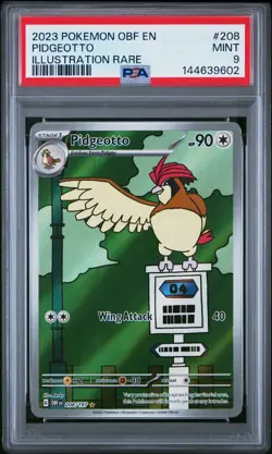 PSA 9 Pokemon Card Pidgeotto Illustration Rare 208/197 Obsidian Flames - Image 1