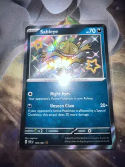 Sableye 184/091 - Shiny Holo Rare - Paldean Fates Pokemon Card MINT - Image 1