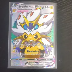 Pokemon Solgaleo Pikachu VCOS 039/055 Full Art V Holo Card English FANART - Image 1