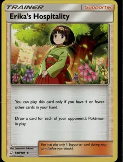 Erika's Hospitality Holo Rare SM Team Up 140/181 Supporter Holo Pokemon Card - Image 1