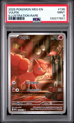 2025 POKEMON MEG EN-MEGA EVOLUTION ILLUSTRATION RARE #138 VULPIX PSA 9 - Image 1