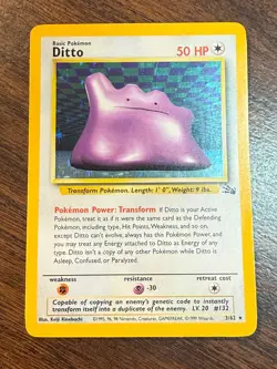 DITTO 3/62 HOLOFOIL RARE FOSSIL (FO) POKEMON LP - Image 1