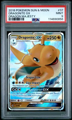 2018 POKEMON SUN & MOON DRAGON MAJESTY #37 DRAGONITE GX PSA 9 - Image 1