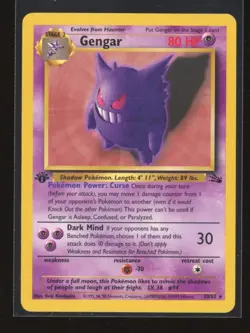 Gengar Pokemon Fossil 1999 1st Edition Non-holo 20/62 Strong LP/ Close NM - Image 1