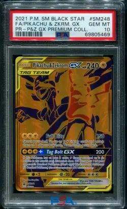Pokemon TCG Sun & Moon #SM248 - Pikachu & Zekrom Tag Team Gold Promo PSA 10 - Image 1