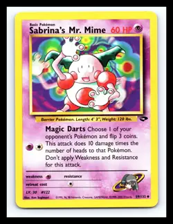 💥 SABRINA'S MR. MIME Non Holo Rare # 59/132 | GYM CHALLENGE | Pokemon 2000 TCG - Image 1