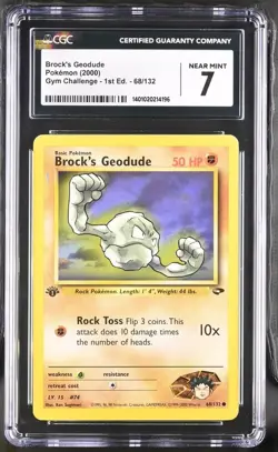 2000 Pokemon Gym Challenge 1st Edition Brock's Geodude #68/132 – CGC 7 - Image 1