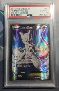 2015 POKEMON XY BREAKTHROUGH-MEWTWO EX 157 FULL ART- PSA Gem Mint 10 - Image 1