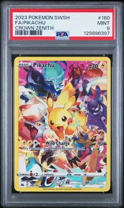 2023 POKEMON SWORD & SHIELD CROWN ZENITH #160 FULL ART/PIKACHU PSA 9 - Image 1