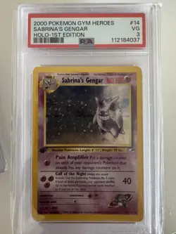 2000 Pokemon Gym Heroes Sabrina's Gengar Holo 1st Edition #14 PSA 3 - Image 1