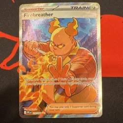 Pokemon Firebreather Trainer Supporter Ultra Rare Full Art Holo Me02 119/094 - Image 1