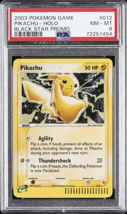 2003 POKEMON BLACK STAR PROMO #012 PIKACHU-HOLO PSA 8 - Image 1