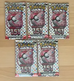 Pokemon TCG 151 Booster Packs 5X English Factory Sealed - Image 1