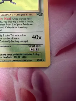 Vileplume 15/64 Jungle Holo Pokemon TCG WOTC Vintage LP - Image 2