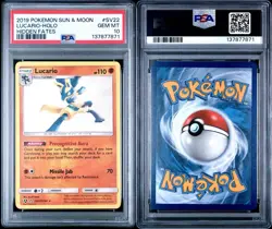 2019 POKEMON SUN & MOON HIDDEN FATES #SV22 LUCARIO-HOLO PSA 10 - Image 4