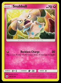 Snubbull 90/149 Common SM Base Set Pokemon Moderately Played - Image 1