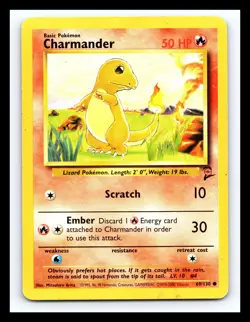 💥 CHARMANDER Pokemon 2000 TCG Base Set 2 # 69/130 Vintage Non Holo - Image 1
