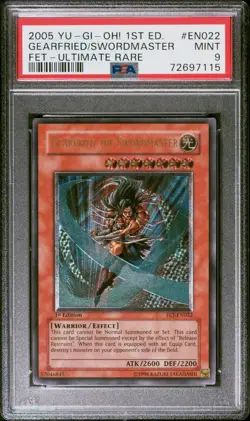 Yu-Gi-Oh! 2005 Gearfried the Swordmaster FET Ultimate 1st edition PSA MINT 9 - Image 1