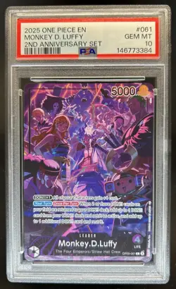 2025 One Piece 2nd Anniversary Set Monkey D Luffy #OP09-061 PSA 10 GEM MINT - Image 1