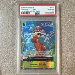 2024 One Piece OP08 Monkey D Luffy Treasure Rare PSA 10 - Image 1
