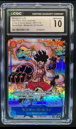 2025 One Piece Monkey.D.Luffy Manga Alternate Art #OP11-118 CGC 10 - Image 1