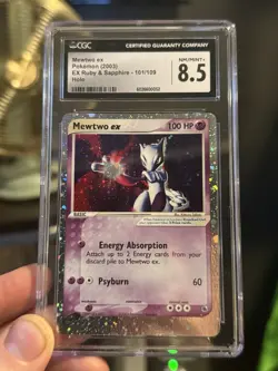 Mewtwo EX 2003 Ruby & Sapphire Holo Card 101/109 CGC 8.5 - Image 2