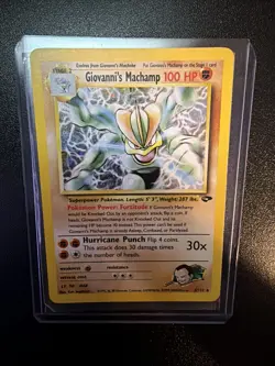 Pokemon TCG Giovanni's Machamp Holo Unlimited Rare Card Gym Challenge - Image 1
