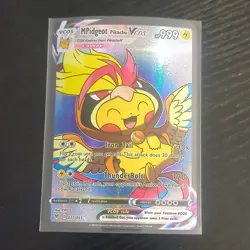 Pokemon MPidgeot Pikachu Vcos Cosmax 027/055 Full Art Holo Card English FANART - Image 1