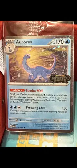 Aurorus Promo Card Cosmo Holo Pokemon Perfect Order Stamped 024/088 Barnes Noble - Image 1