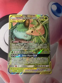 Venusaur & Snivy GX Tag Team Pokemon Card 270 HP Holo Rare 1/236 - Image 1