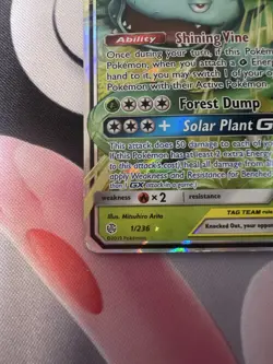 Venusaur & Snivy GX Tag Team Pokemon Card 270 HP Holo Rare 1/236 - Image 3