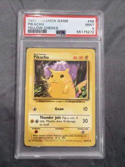 1999 Pokemon Base Yellow Cheeks PIKACHU Card #58 PSA 9 - Image 1