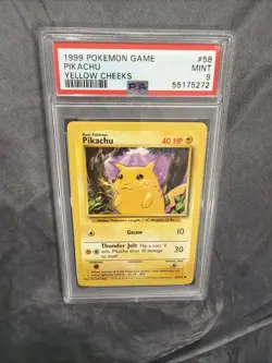 1999 Pokemon Base Yellow Cheeks PIKACHU Card #58 PSA 9 - Image 2