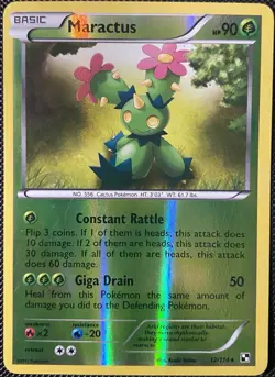 Maractus 12/114 Black & White Reverse Holo - Pokemon Card - Image 1