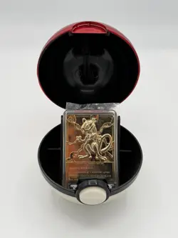 1999 Pokemon 23K Gold Plated Mewtwo Card w/ Pokeball Display Burger King - Image 1