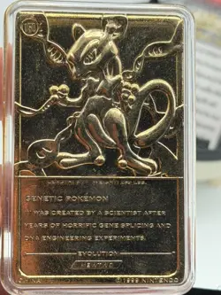 1999 Pokemon 23K Gold Plated Mewtwo Card w/ Pokeball Display Burger King - Image 4