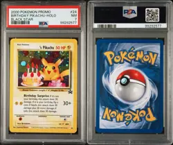 Big SWIRL! Psa 7 2000 Pokemon Promo Birthday Pikachu #24 - Image 1