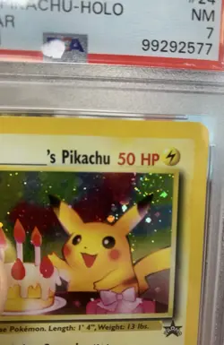 Big SWIRL! Psa 7 2000 Pokemon Promo Birthday Pikachu #24 - Image 4