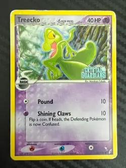 Pokemon TCG EX Crystal Guardians Treecko 68/100 Reverse Holo Common Stamped DMG - Image 1