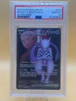 2025 Pokemon DRI EN Rockets Mewtwo Ex Ultra Rare #213 PSA 10 - Image 1