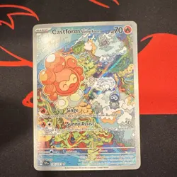 Pokemon Castform Sunny Form Illustration Rare Holo SV08 195/191 - Image 1