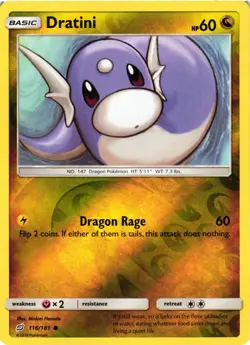 Pokemon TCG Dratini 116/181 Reverse Holo Common Team Up VLP - Image 1