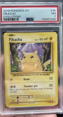 2016 Pokemon Pikachu Common 35/108 XY Evolutions English PSA 7 - Image 1